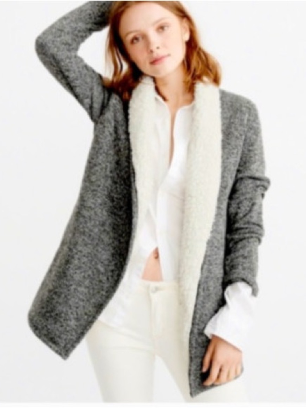 Abercrombie & Fitch Gray Jacket with Cream Sherpa Lining